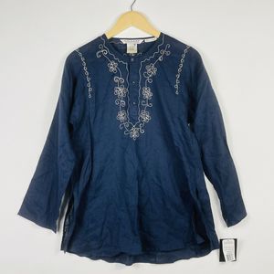 Uniform‎ John Paul Richards Linen Long Sleeve Blouse Shirt Womens Small New NWT